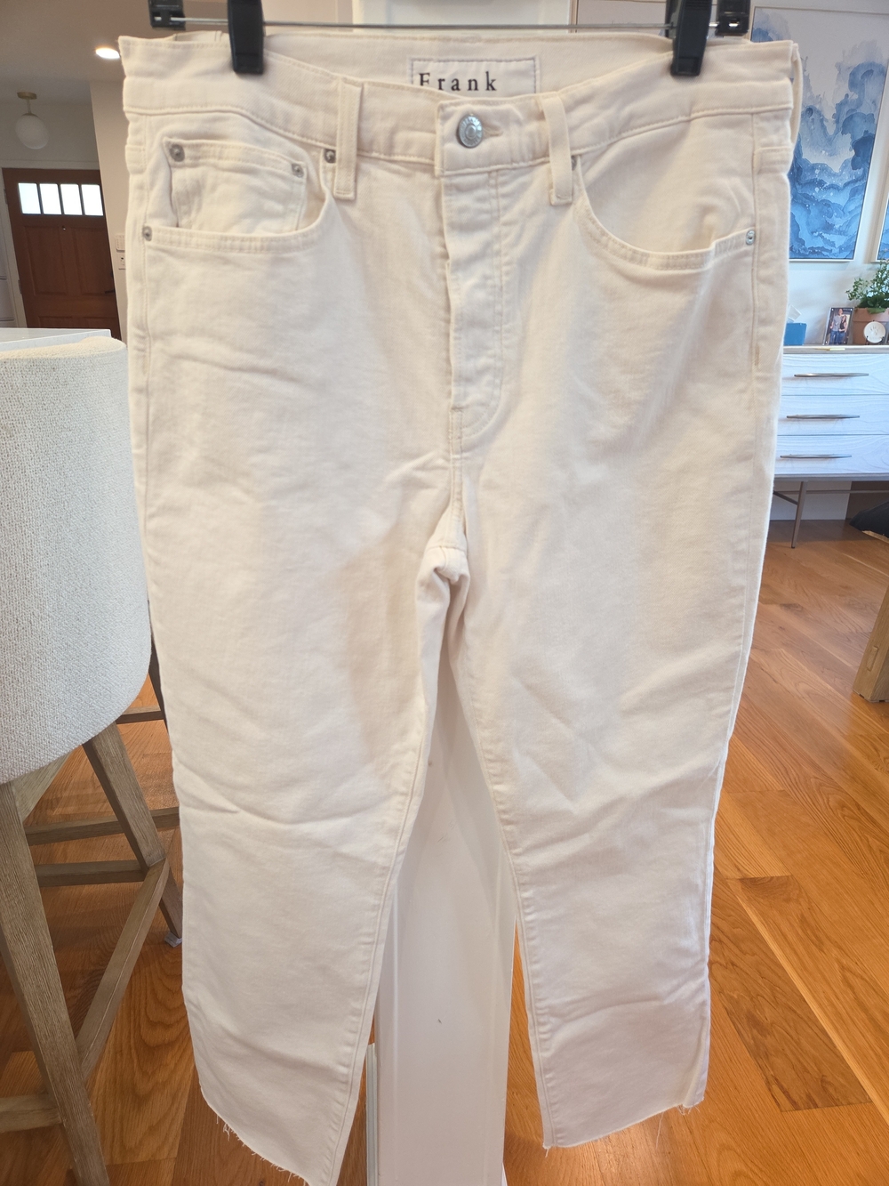 Frank & Eileen Women's Solid White "Cork" Straight-Leg Denim Jeans Size 31